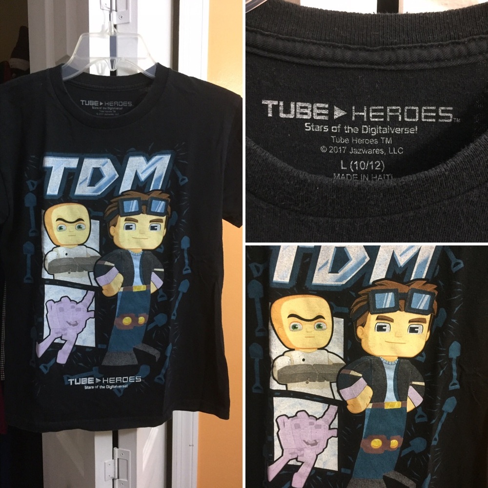 5/$5 pay $20. Tube>Heroes. Kid’s tees.